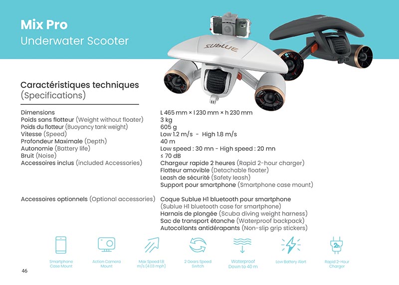 Brochure Sublue - scooters sous-marins